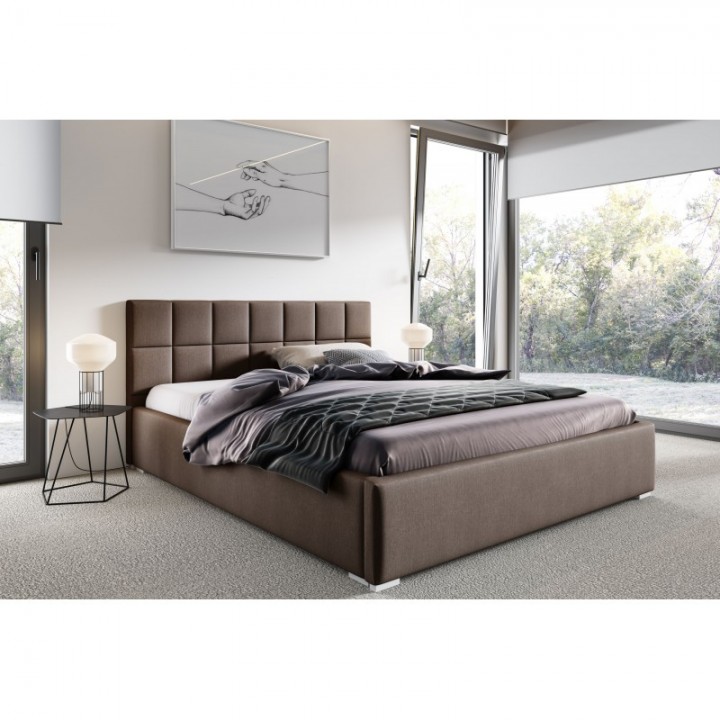 Łóżko tapicerowane z pojemnikiem na pościel SANTIAGO